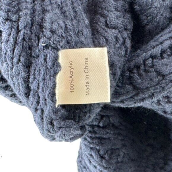 Tuckernuck NEW Navy Patchwork Cable Knit Relaxed Fit Pullover Sweater Size L - Picture 10 of 12